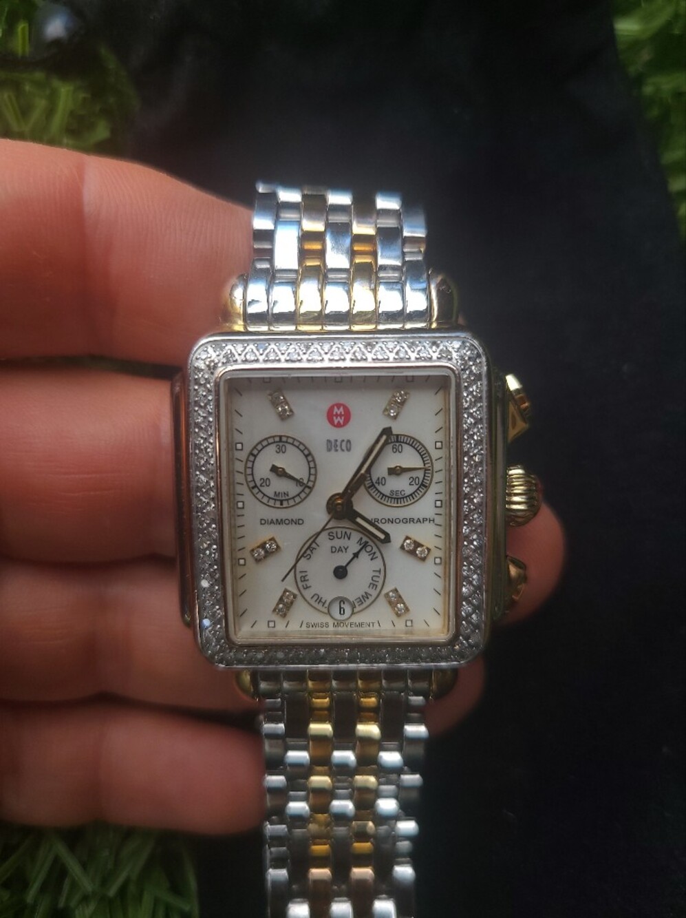 Michele Deco Two Tone Gold And Silver Diamond Ladies Watch